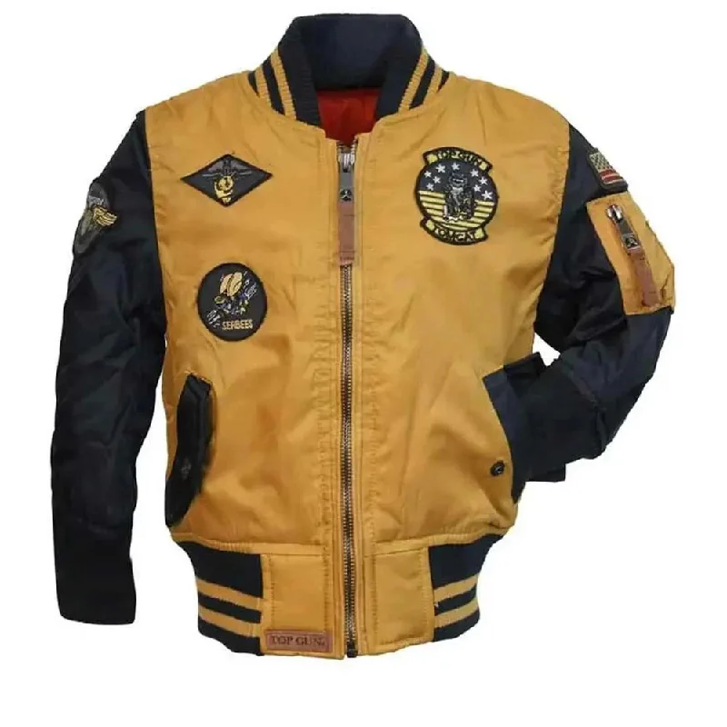 Women's Top Gun Yellow and Black Bomber Jacket