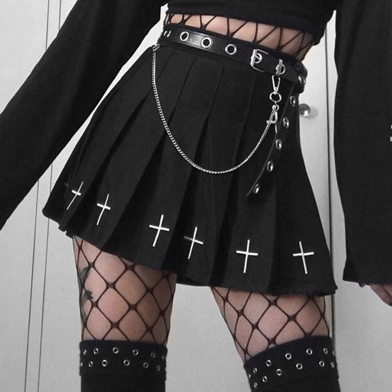 Dark punk cross skirt yv42908