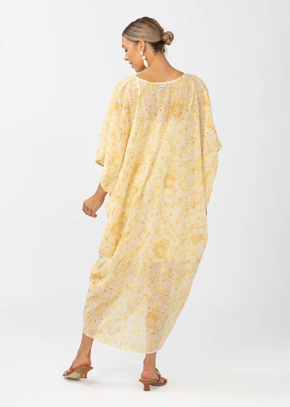 Rosemary Caftan Dress Yellow Lace