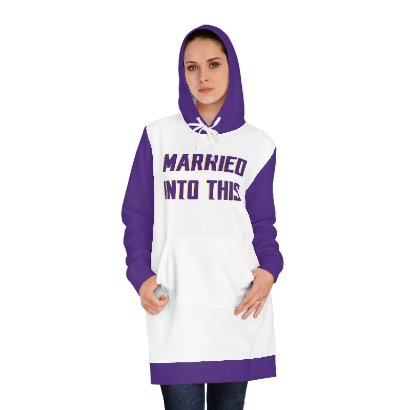 Hoodie Dress - White/Purple - Married Into This