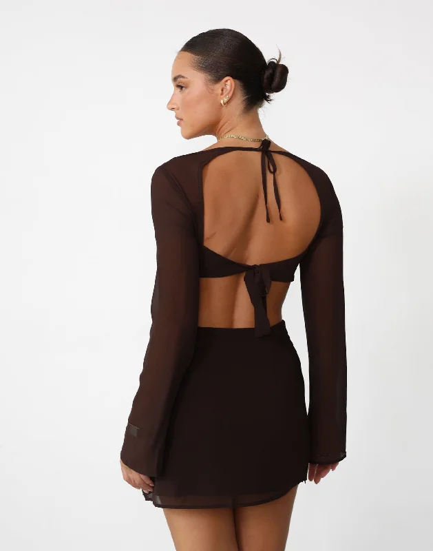 Abby Long Sleeve Crop Top (Cocoa)