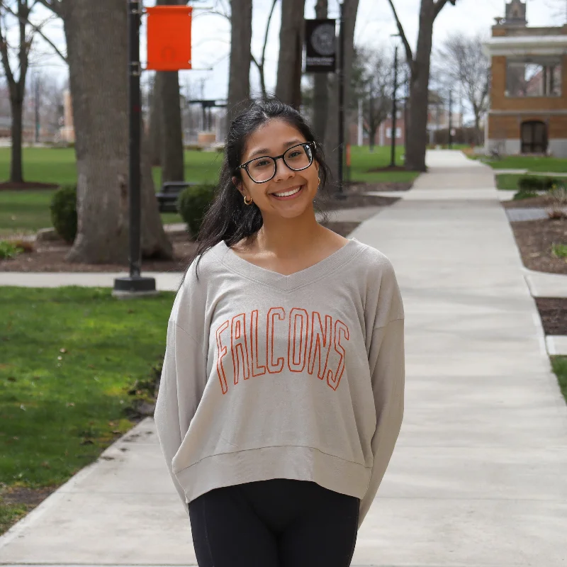 Ladies Alternative Falcons V-Neck Vintage Crop