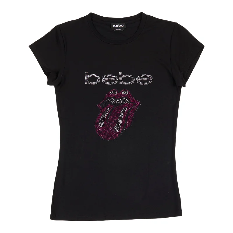 Bebe Women's Logo Rhinestone Tee