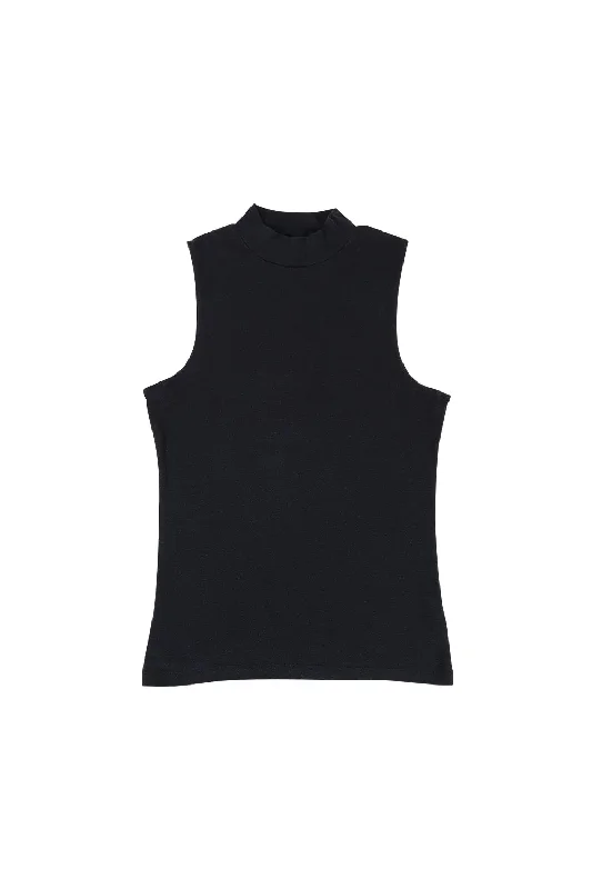 Black Mariposa Mock Neck Tank