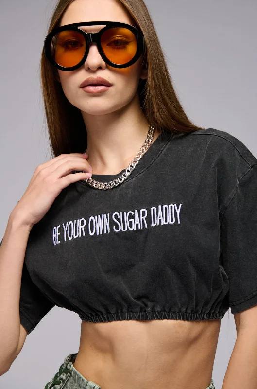 DRESSED FOR SUCCESS GRAPHIC CROP T SHIRT