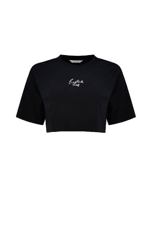 Black Women's Oversized Cropped Tee