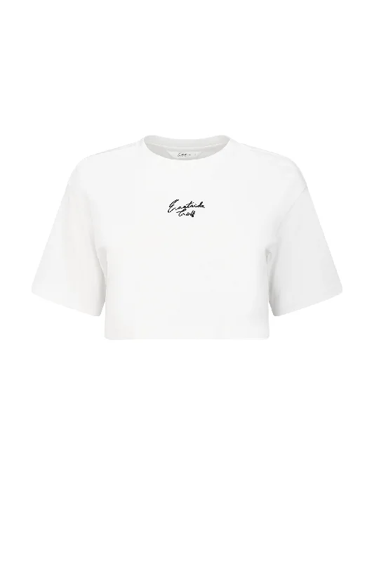 Bright White Women's Oversized Cropped Tee