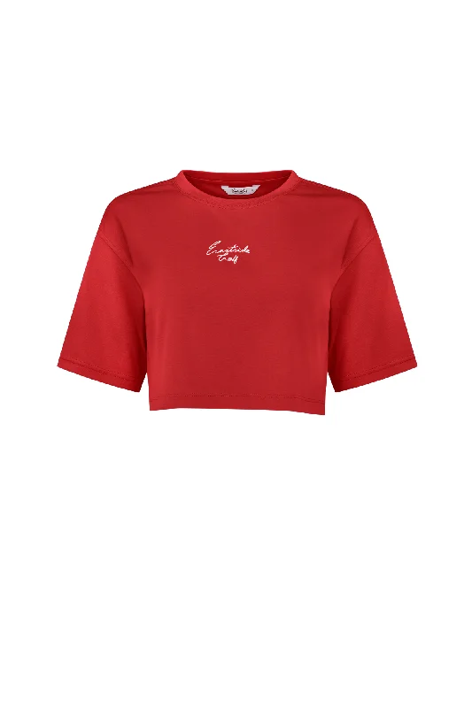 Jalapeno Red Women's Oversized Cropped Tee