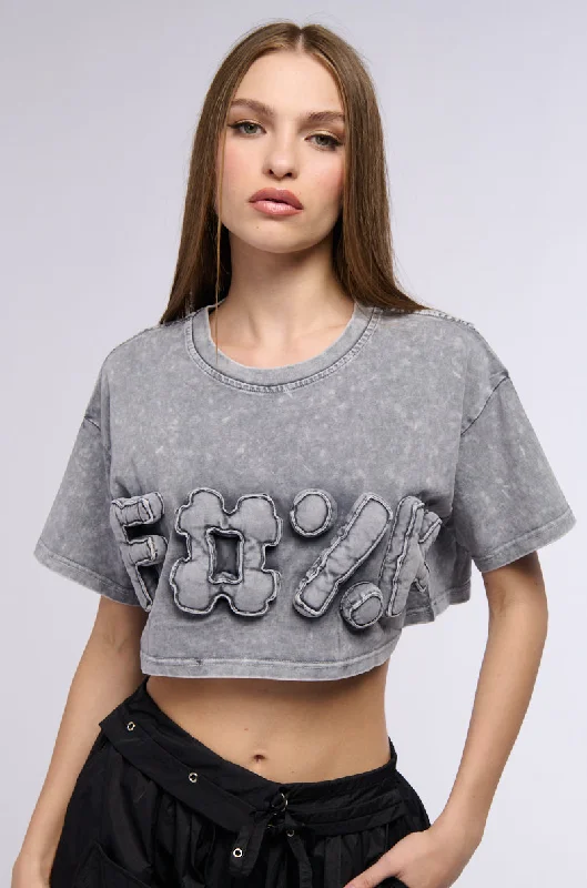 F WORD CROPPED MINERAL WASH T SHIRT