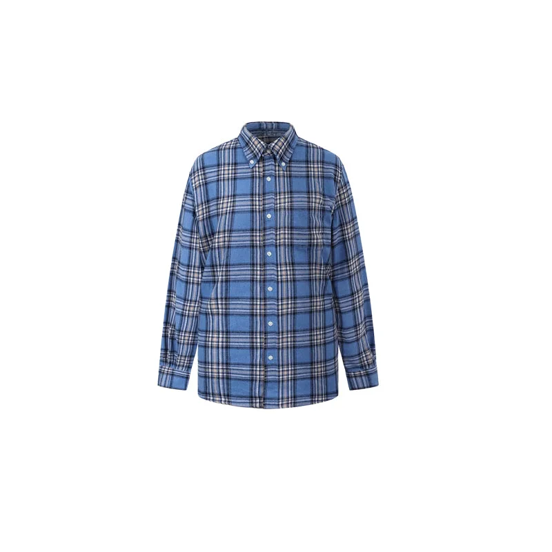 Felix Boyfriend Plaid Blue Green Long Sleeve Office Top