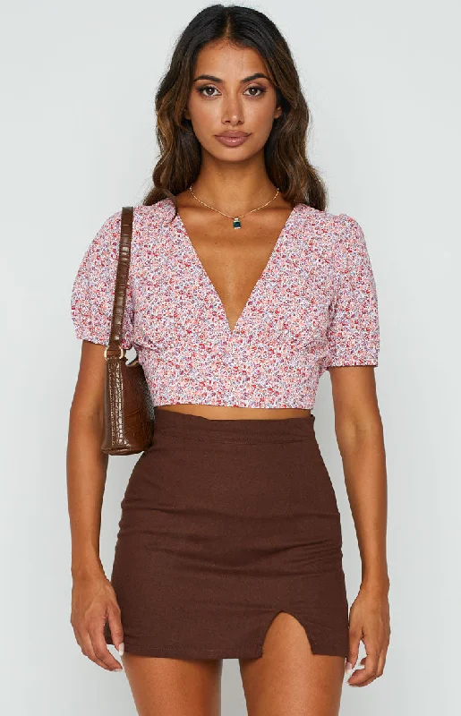 Harlo Pink Floral Tie Top