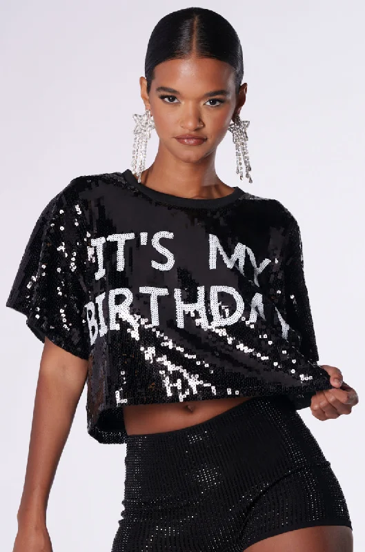 ITS MY BIRTHDAY SEQUIN T SHIRT