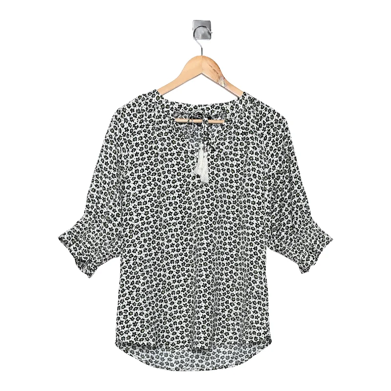 lily morgan Women's Printed Smocked Puff Sleeve Top