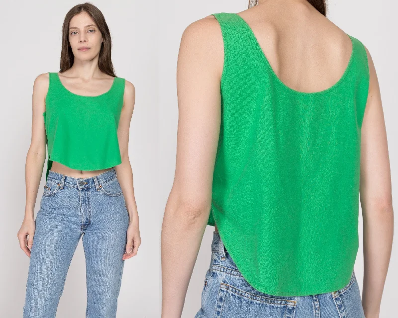 Medium 80s Green Cotton High-Low Tank Top