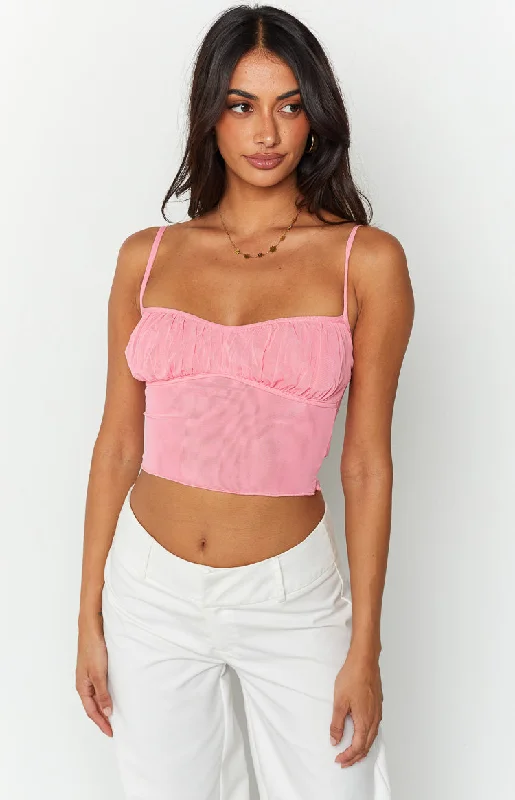 Mora Pink Mesh Top