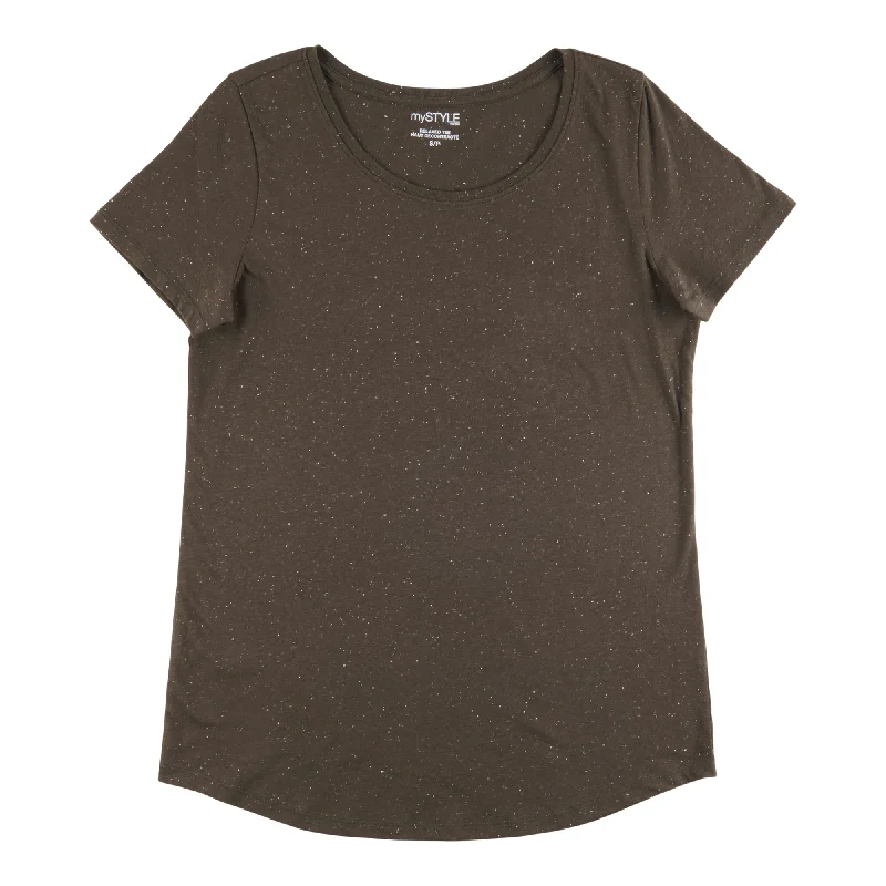 mySTYLE Women's Scoop Neck Relaxed Speckled T-Shirt