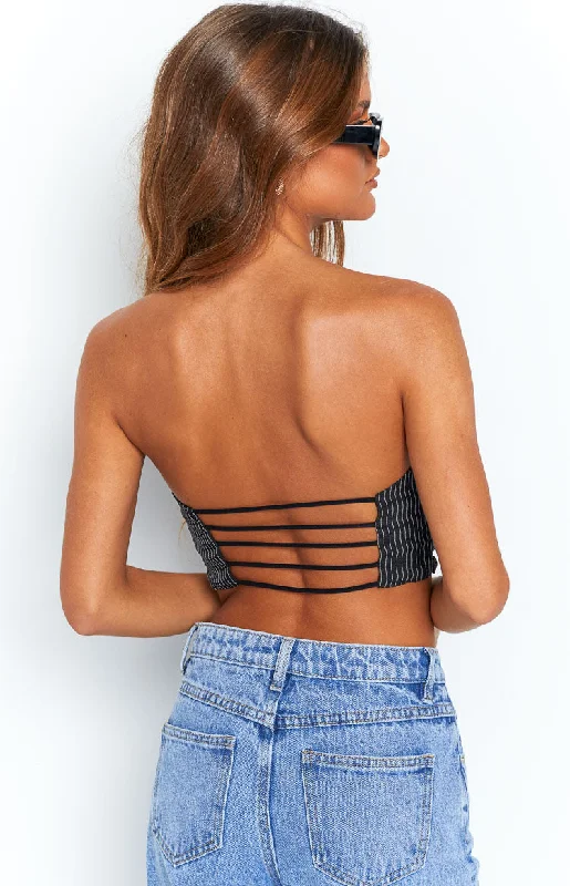 Petria Pinstripe Strapless Top