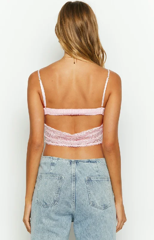 Resist You Pink Lace Bustier Top