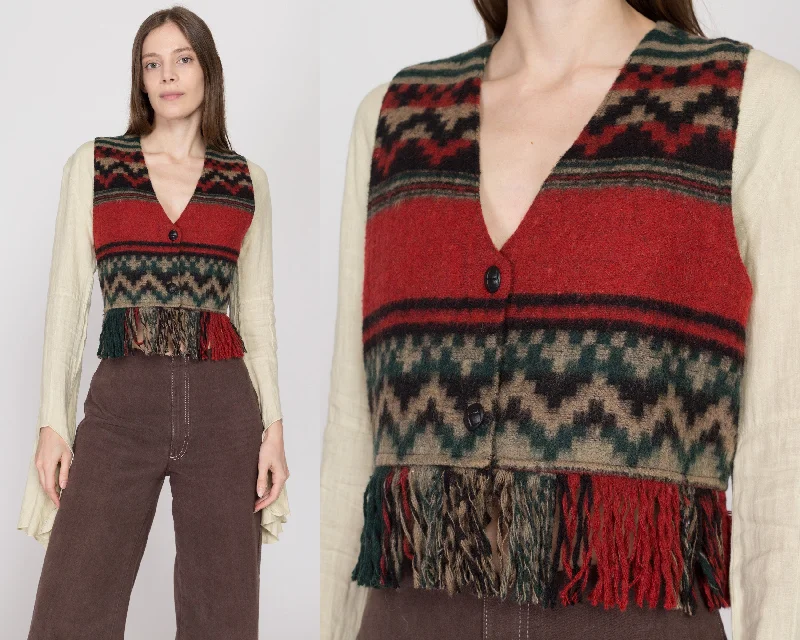 Sm-Lrg 90s Southwestern Fringe Knit Vest