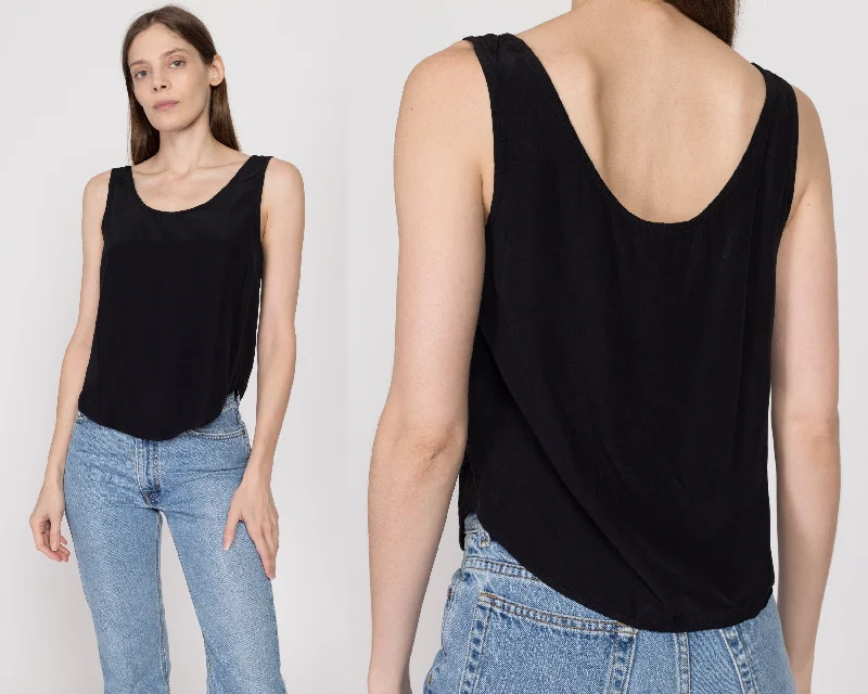 Sm-Med 90s Minimalist Black Scoop Neck Tank