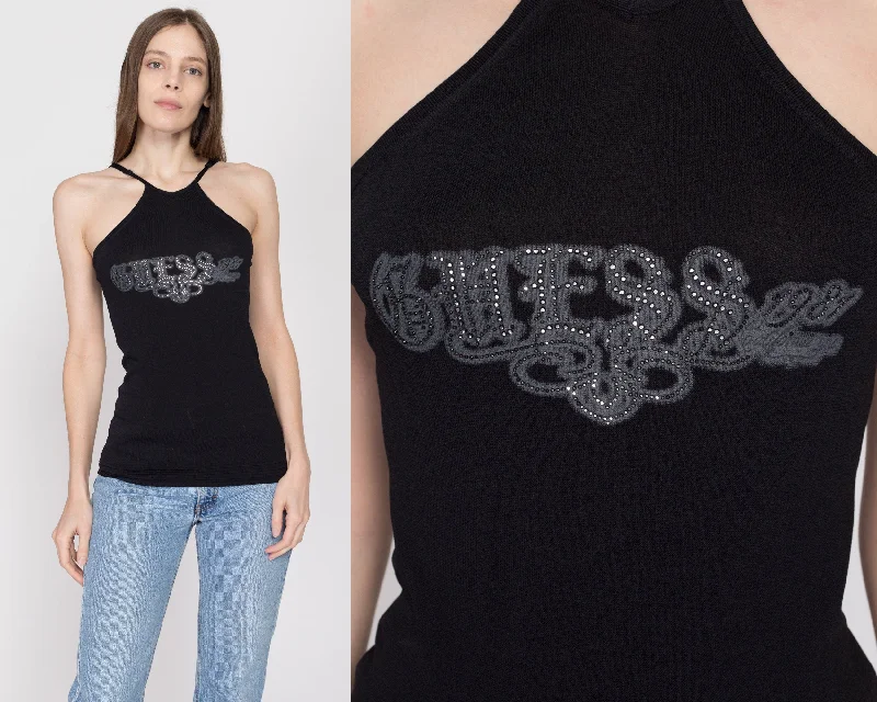 Small Y2K Guess Black Jeweled Racer Tank