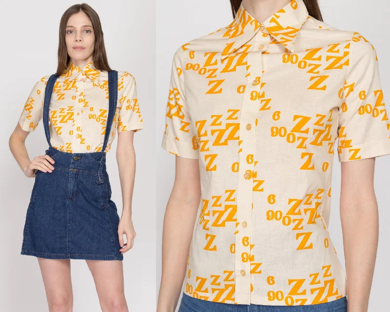 XS 70s ZZZ Letters & Numbers Novelty Print Shirt