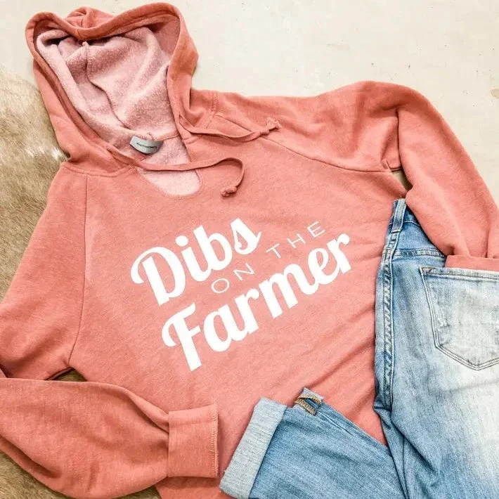 American Farm Co. Women's ""Dibs on the Farmer"" Hoodie in Mauve