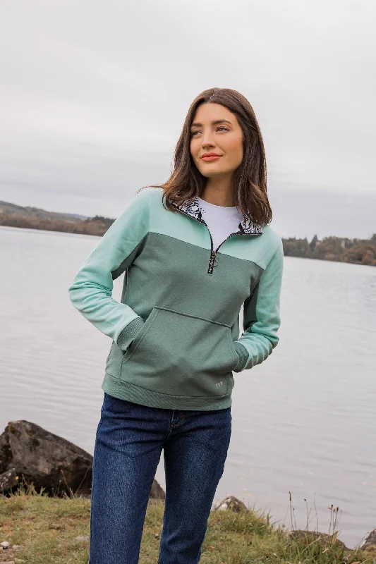 1/4 Zip Pocket Sweatshirt in Green