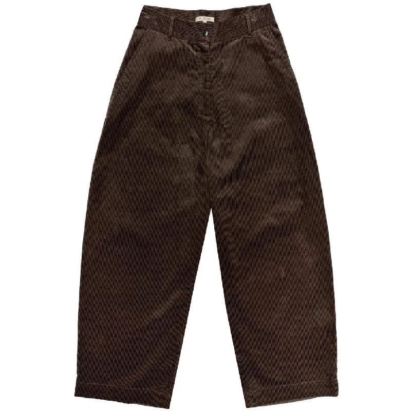 Chocolate Corduroy Loose Barrel Pant