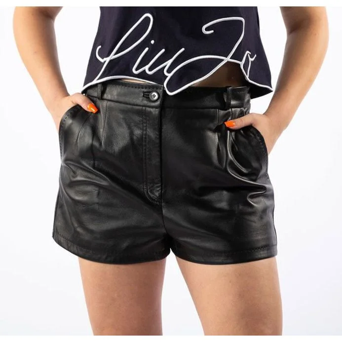 Dolce & Gabbana Chic Lambskin Leather Shorts in Black