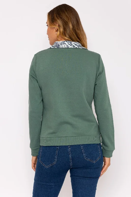 Khaki 1/4 Zip Pocket Sweatshirt