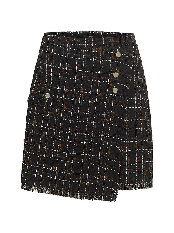 Riani Tweed Check Mini Skirt Black Patterned