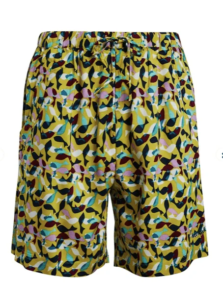 Weird Fish Sundance EcoVero™ Printed Summer Shorts Warm Olive