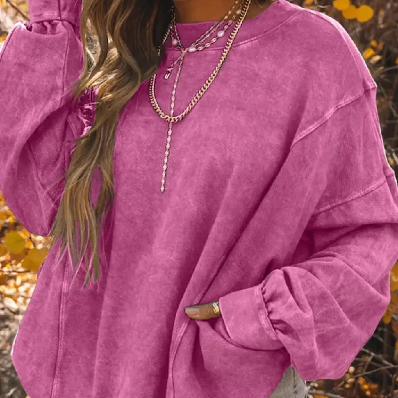 Women's Twist Open Back Oversized Sweatshirt in Rose