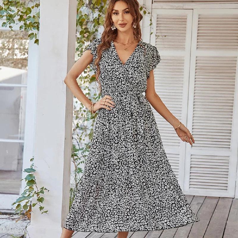 DressBetty - Summer Chiffon Floral Print Boho Dress