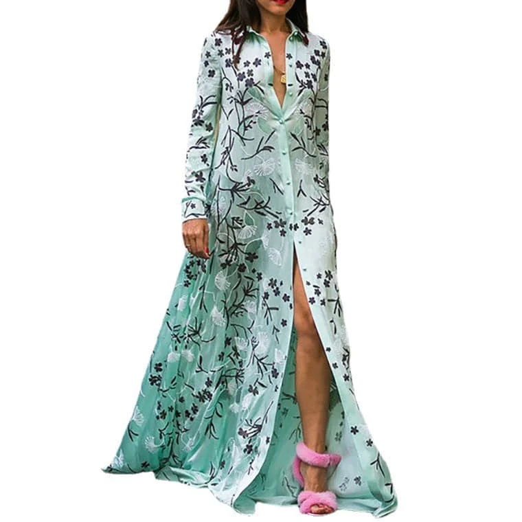 DressBetty - Women Print Dress  Long Sleeve Maxi Dresses