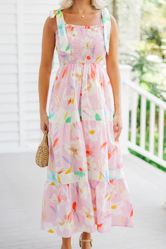 As It Happens Light Pink Floral Maxi Dress