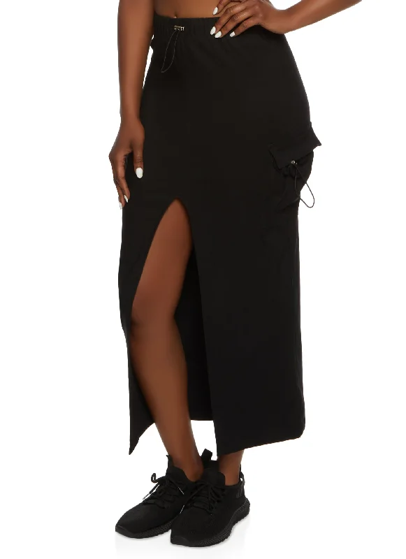 Cargo Pocket Hyperstretch Maxi Skirt