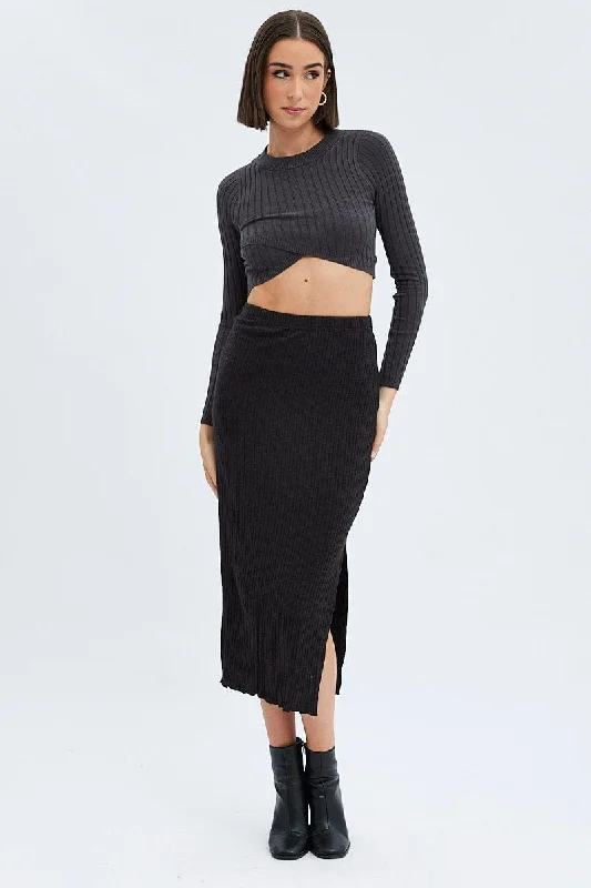 Black Maxi Skirt Side Slit