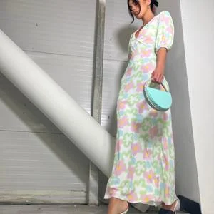 Multi Blurred Floral Maxi Dress