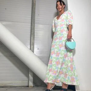 Multi Blurred Floral Maxi Dress