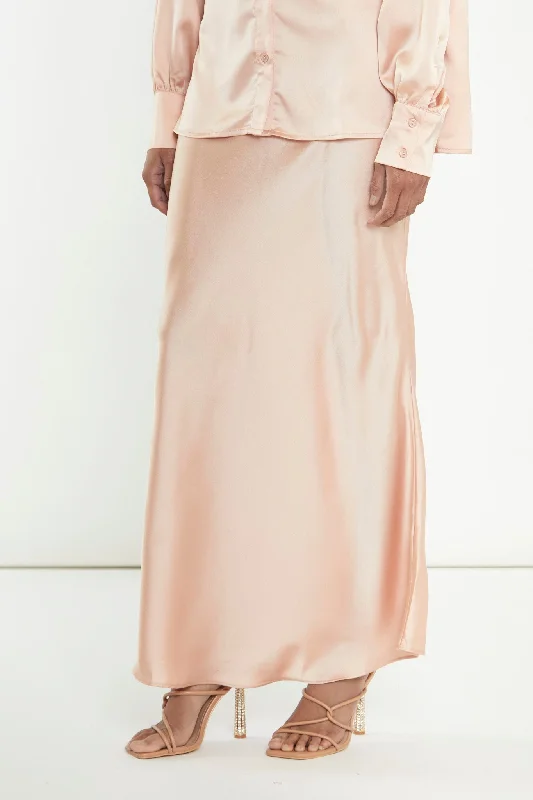 Peach Bias-Cut Maxi-skirt