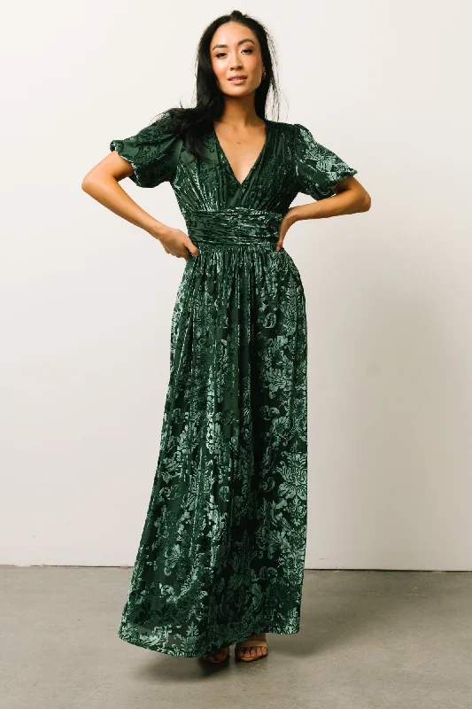 Leslie Velvet Maxi Dress | Pine