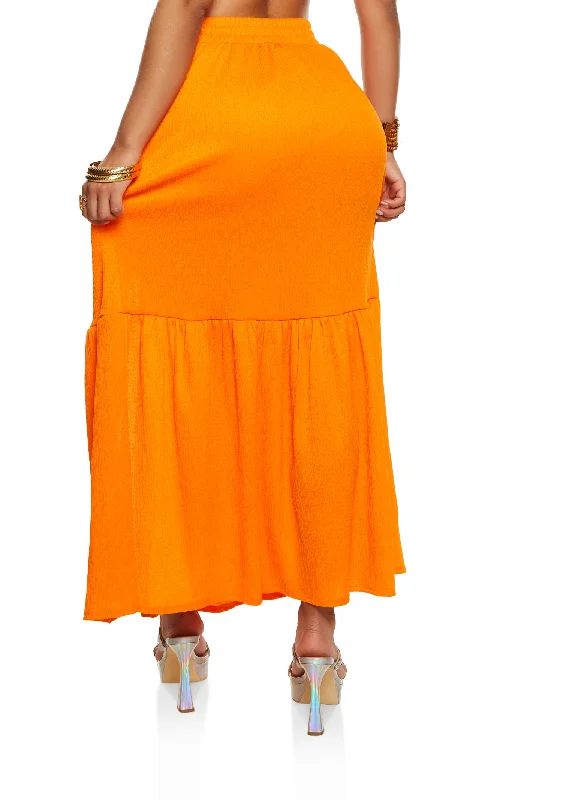 Side Slit Lined Maxi Skirt