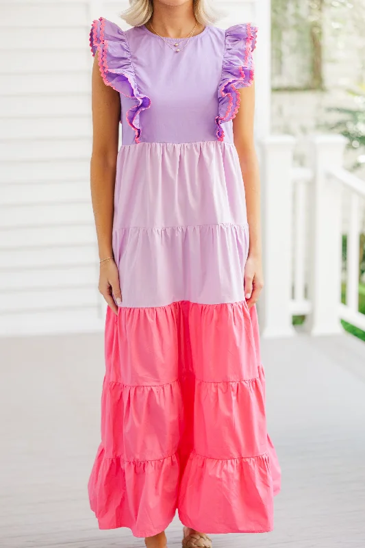 Thinking About It Purple Colorblock Maxi Dress