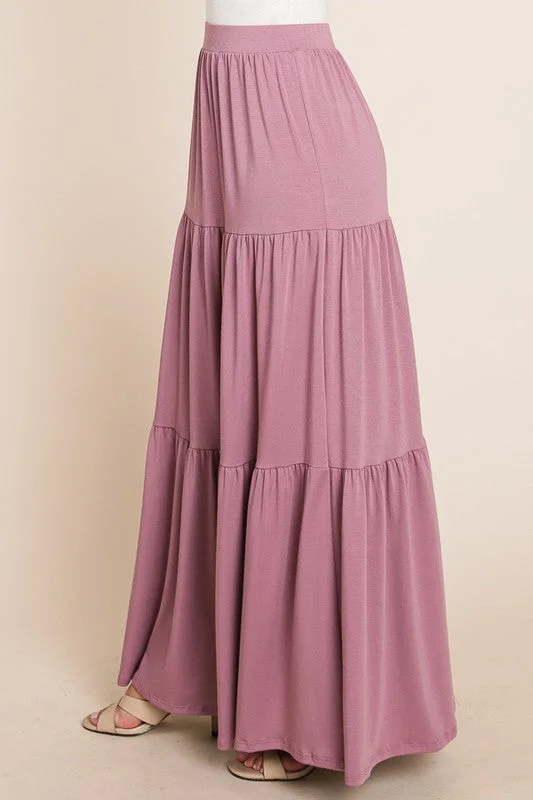 Tiered Maxi Skirt Style 1040 in Light Plum